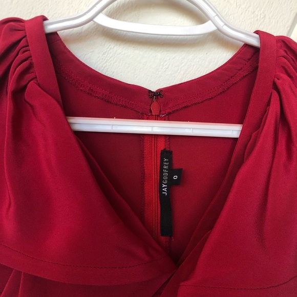 Jay Godfrey Red Ruffle Silk Dress - Picture 6 of 7